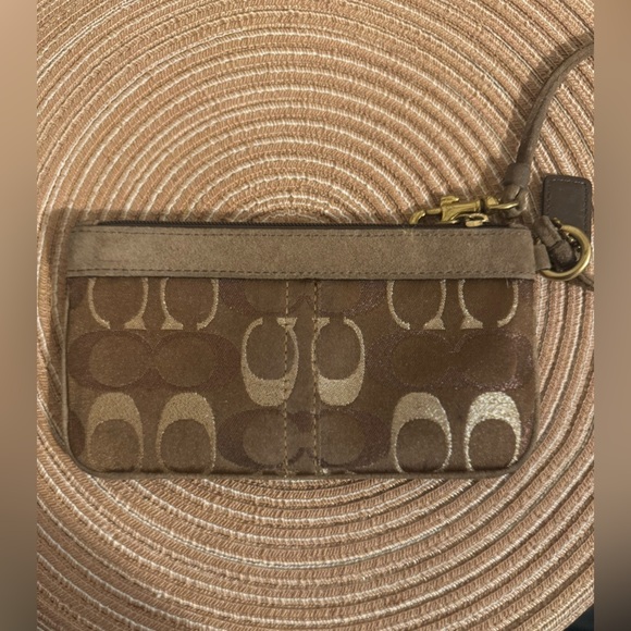 Coach Brown Wristlet with Gold beaded and suede Accents - Picture 9 of 9